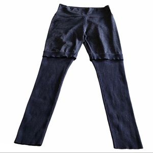 Aerie Leggings Women’s XL Navy Blue Sweater Knit Long Ruffle Ribbed AE Cozy Cute